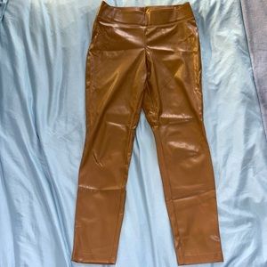 INC stretch pleather pull on pants in camel